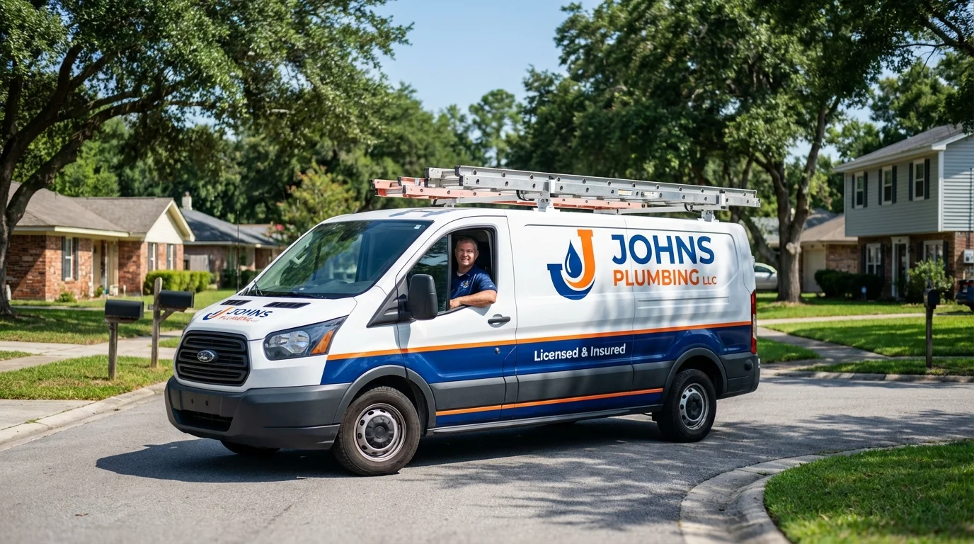 Johns Plumbing LLC service van in Huntingburg, IN