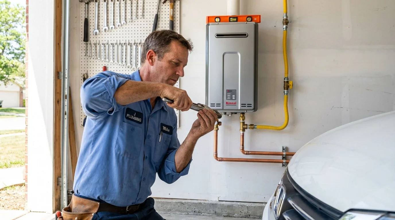 Tankless water heater installation by a Johns Plumbing LLC plumber in Huntingburg
